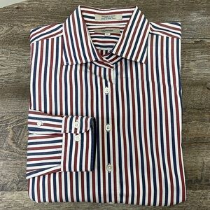 Façonnable Men’s Long Sleeve Striped Button Down Shirt Size XL